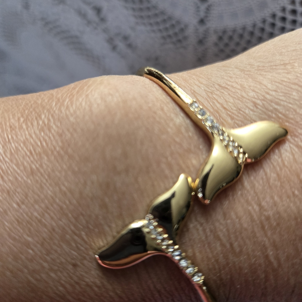 Kate Spade Gold Whale Tail Bracelet with Crystals